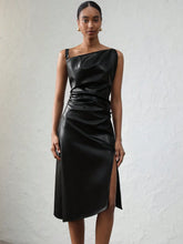 Aveloria Modichic Green PU Leather Backless Sleeveless Bodycon Dress